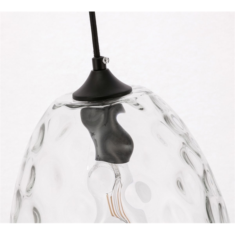 Living District Gibson 1-Light Metal & Glass Pendant in Black/Clear