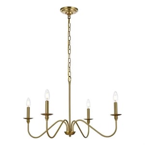 Living District Rohan 30&quot 4-Light Transitional Metal Chandelier in Satin Gold