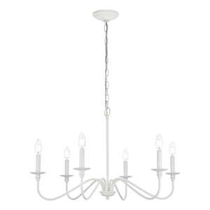 Living District Rohan 36&quot 6-Light Transitional Metal Chandelier in White