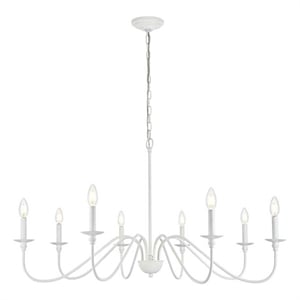 Living District Rohan 42&quot 8-Light Transitional Metal Chandelier in White