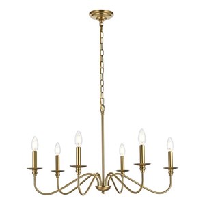 Living District Rohan 30&quot 6-Light Transitional Metal Chandelier in Satin Gold