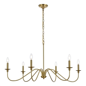 Living District Rohan 42&quot 6-Light Transitional Metal Chandelier in Satin Gold