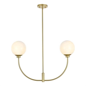 Living District Nyomi 19&quot 2-Light Metal/Glass Chandelier in Brass/White