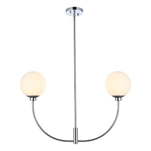 Living District Nyomi 19&quot 2-Light Metal/Glass Chandelier in Chrome/White