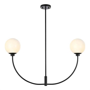 Living District Nyomi 21&quot 2-Light Metal/Glass Chandelier in Black/White