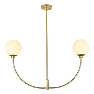 Living District Nyomi 21&quot 2-Light Metal/Glass Chandelier in Brass/White