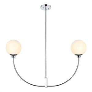 Living District Nyomi 21&quot 2-Light Metal/Glass Chandelier in Chrome/White
