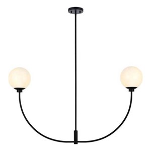Living District Nyomi 24&quot 2-Light Metal/Glass Chandelier in Black/White