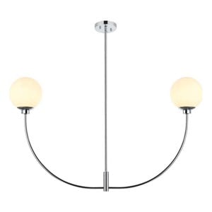 Living District Nyomi 24&quot 2-Light Metal/Glass Chandelier in Chrome/White