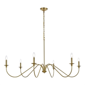 Living District Rohan 54&quot 6-Light Transitional Metal Chandelier in Satin Gold