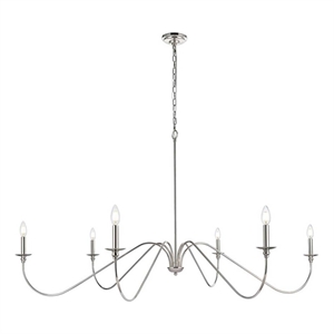Living District Rohan 60&quot 6-Light Metal Chandelier in Polished Nickel