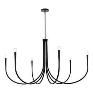 Living District Layne 55&quot 6-Light Transitional Metal Chandelier in Black