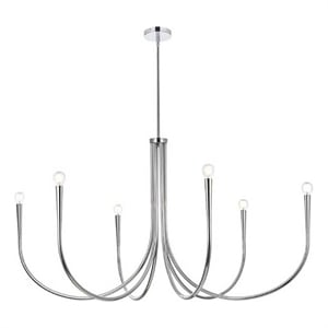 Living District Layne 50&quot 6-Light Transitional Metal Chandelier in Chrome