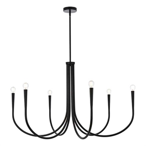 Living District Layne 42&quot 6-Light Transitional Metal Chandelier in Black