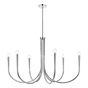 Living District Layne 42&quot 6-Light Transitional Metal Chandelier in Chrome