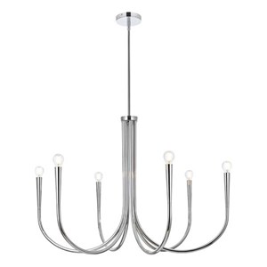Living District Layne 36&quot 6-Light Transitional Metal Chandelier in Chrome