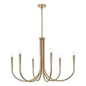 Living District Layne 36&quot 6-Light Transitional Metal Chandelier in Gold