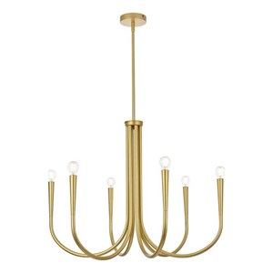 Living District Layne 30&quot 6-Light Transitional Metal Chandelier in Brass