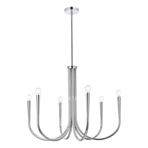 Living District Layne 30&quot 6-Light Transitional Metal Chandelier in Chrome