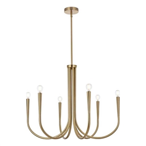 Living District Layne 30&quot 6-Light Transitional Metal Chandelier in Gold