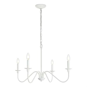Living District Rohan 30&quot 4-Light Transitional Metal Chandelier in White