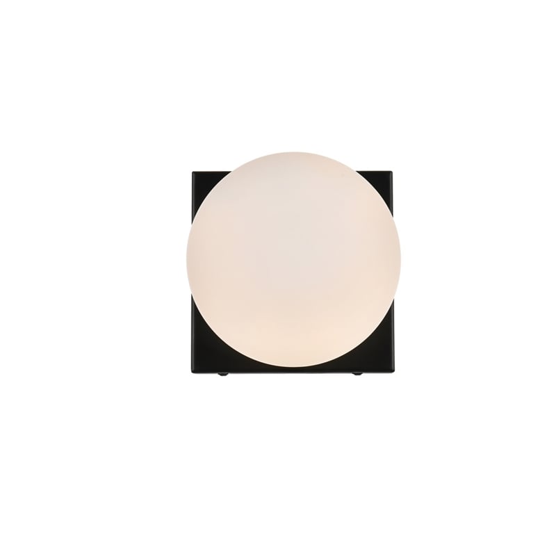 Living District Jaylin 1-Light Iron & Glass Bath Sconce in Black/Frosted White