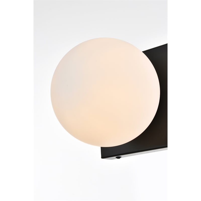 Living District Jaylin 1-Light Iron & Glass Bath Sconce in Black/Frosted White