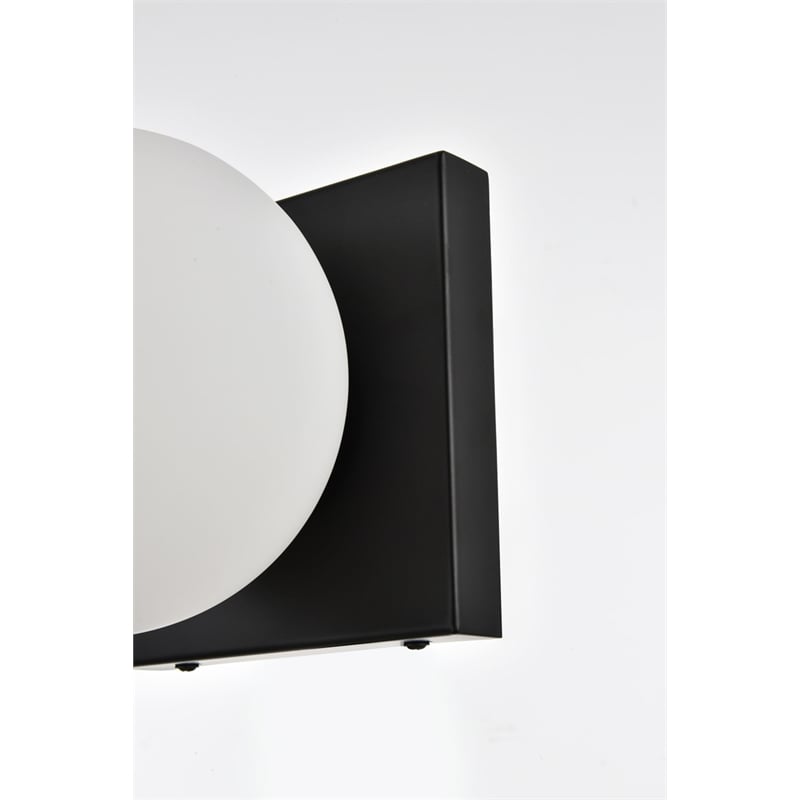 Living District Jaylin 1-Light Iron & Glass Bath Sconce in Black/Frosted White