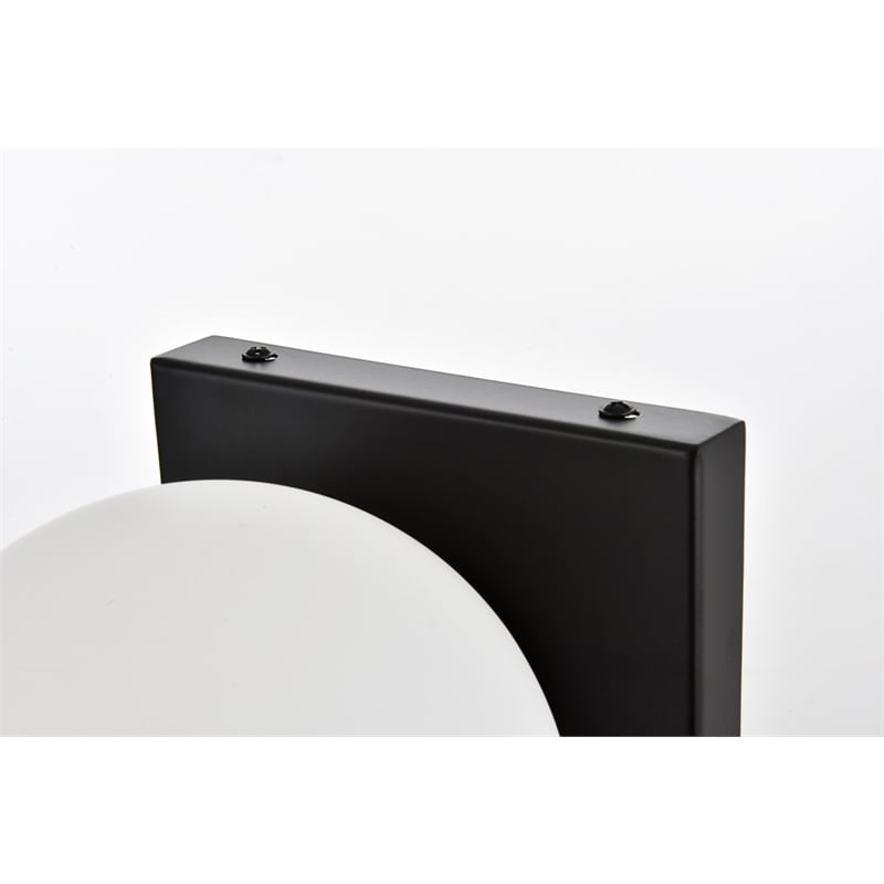 Living District Jaylin 1-Light Iron & Glass Bath Sconce in Black/Frosted White