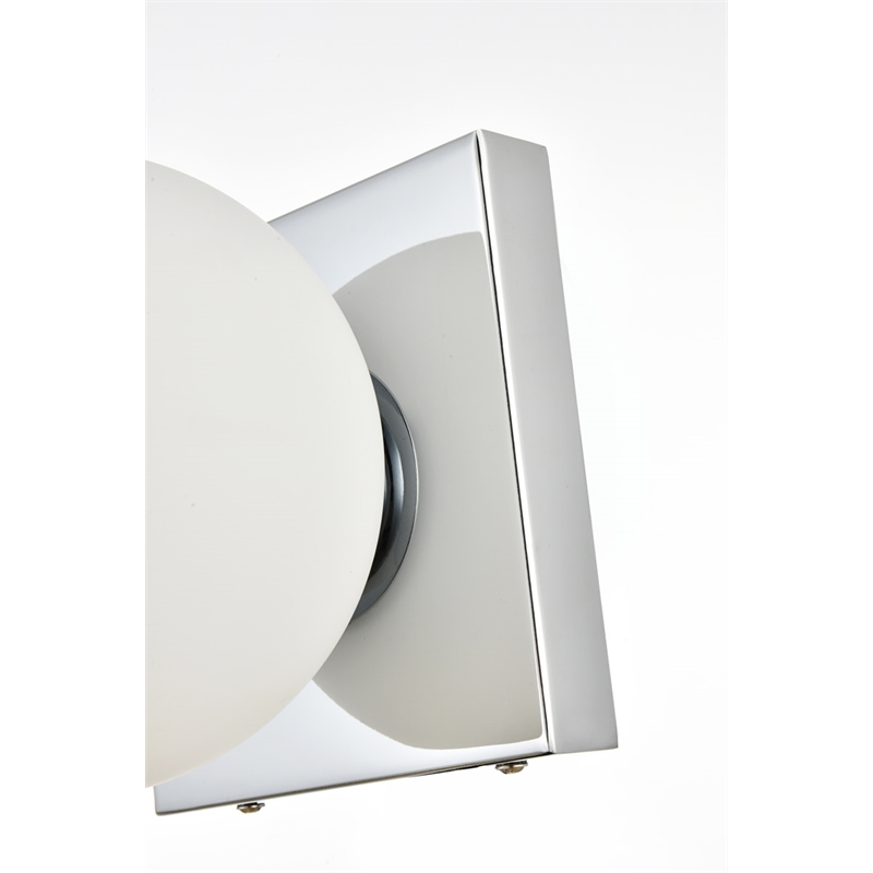 Living District Jaylin 1-Light Iron & Glass Bath Sconce in Chrome/Frosted White