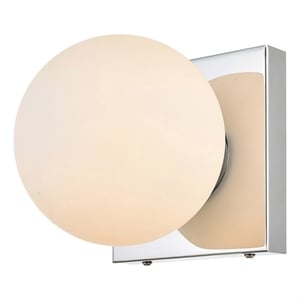 Living District Jaylin 1-Light Iron & Glass Bath Sconce in Chrome/Frosted White