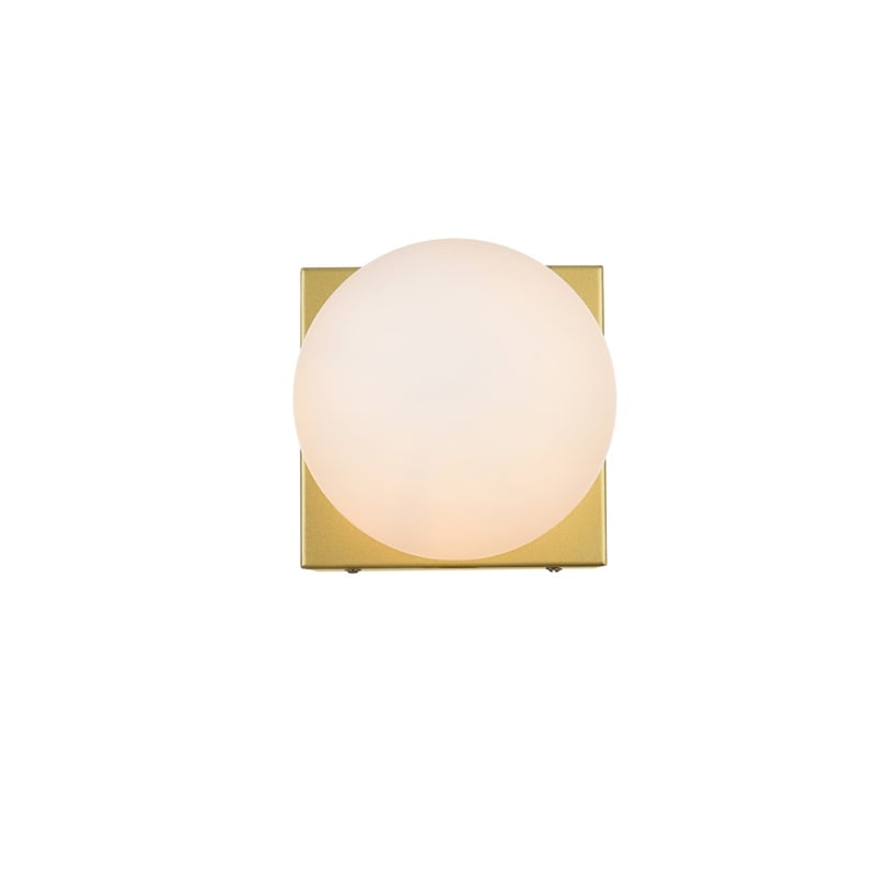 Living District Jaylin 1-Light Iron & Glass Bath Sconce in Brass/Frosted White