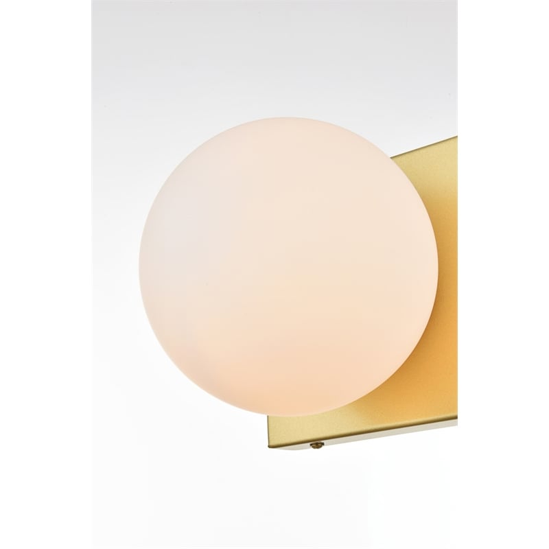 Living District Jaylin 1-Light Iron & Glass Bath Sconce in Brass/Frosted White