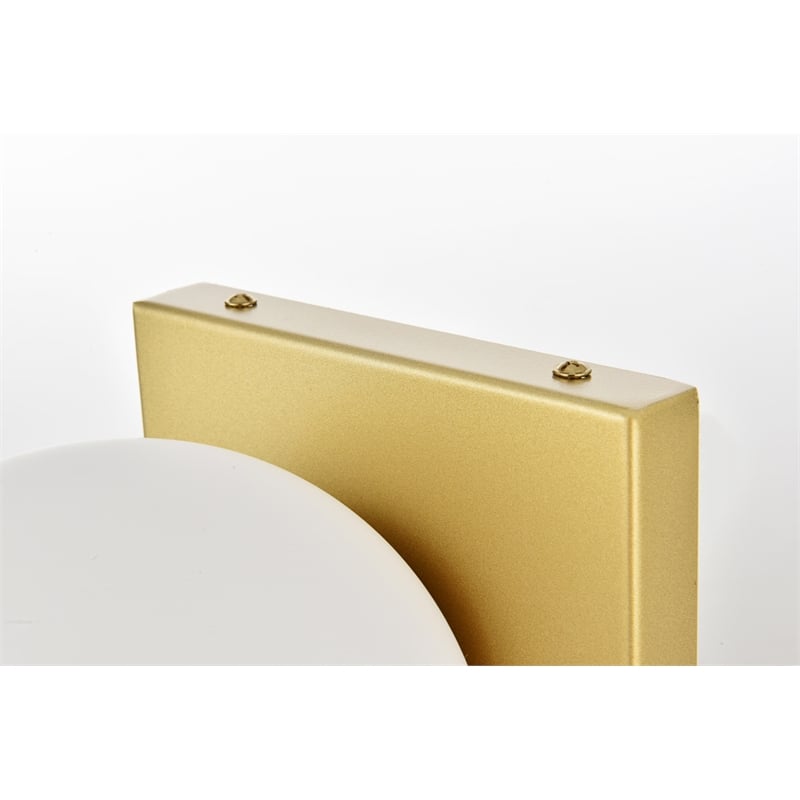 Living District Jaylin 1-Light Iron & Glass Bath Sconce in Brass/Frosted White