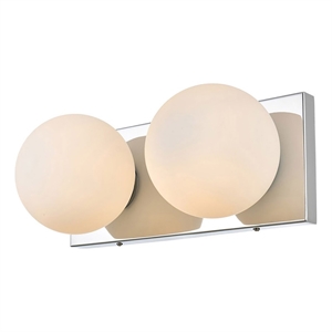 Living District Jaylin 2-Light Iron & Glass Bath Sconce in Chrome/Frosted White