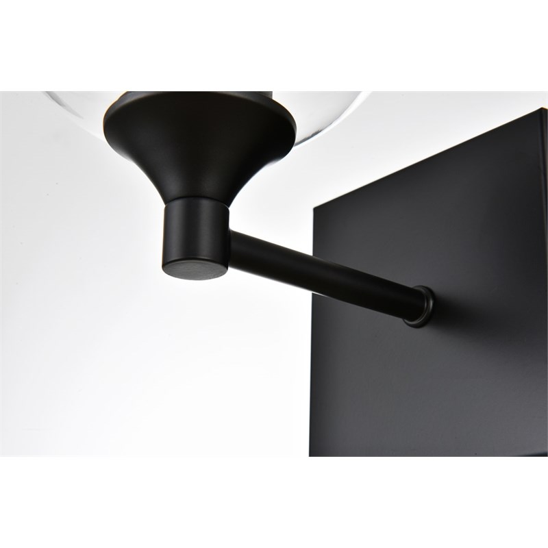Living District Foster 1-Light Iron & Glass Bath Sconce in Black/Clear