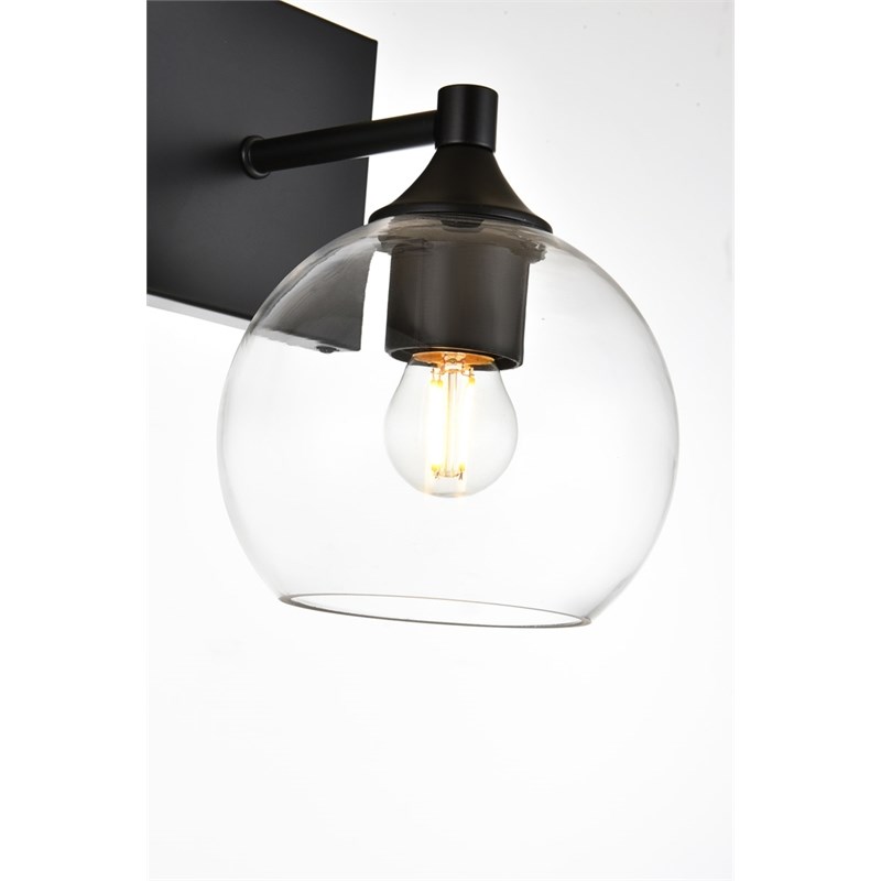 Living District Foster 1-Light Iron & Glass Bath Sconce in Black/Clear