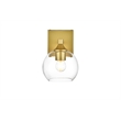 Living District Foster 1-Light Iron & Glass Bath Sconce in Brass/Clear