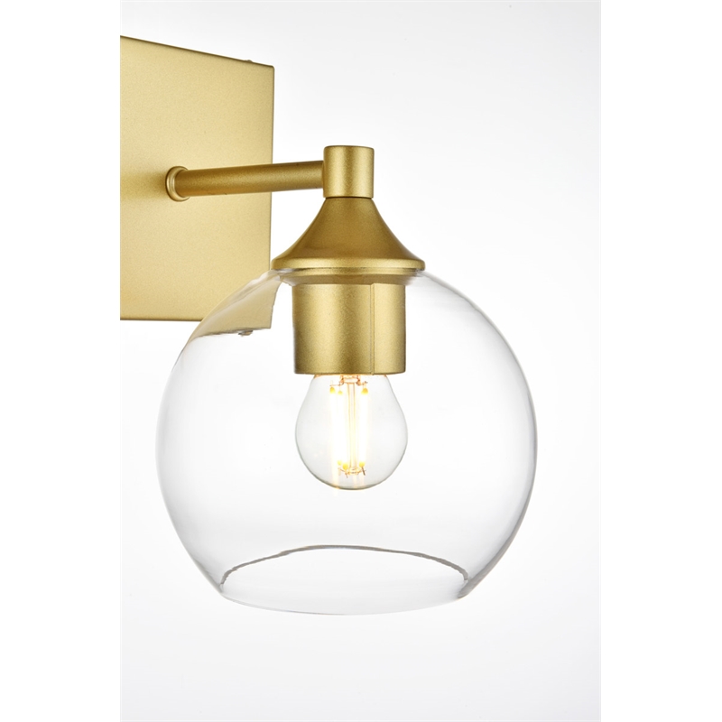 Living District Foster 1-Light Iron & Glass Bath Sconce in Brass/Clear