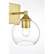 Living District Foster 1-Light Iron & Glass Bath Sconce in Brass/Clear