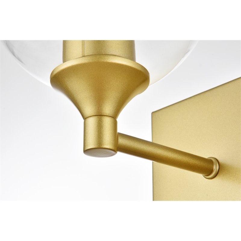 Living District Foster 1-Light Iron & Glass Bath Sconce in Brass/Clear