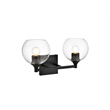 Living District Foster 2-Light Iron & Glass Bath Sconce in Black/Clear