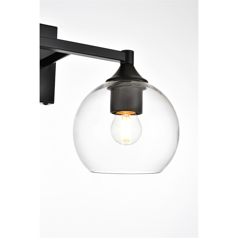 Living District Foster 2-Light Iron & Glass Bath Sconce in Black/Clear