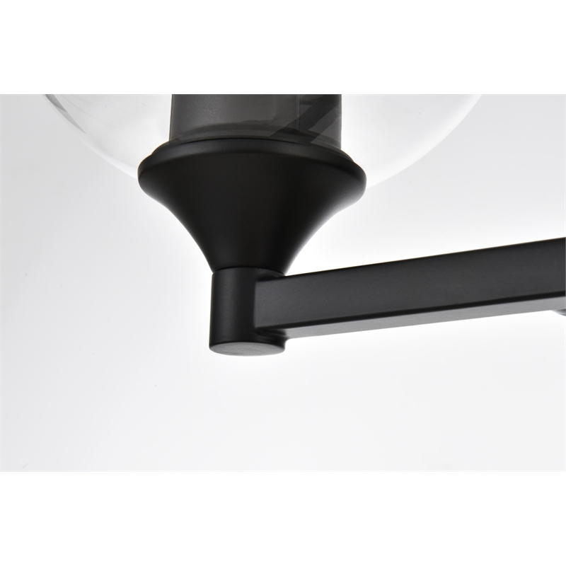 Living District Foster 2-Light Iron & Glass Bath Sconce in Black/Clear