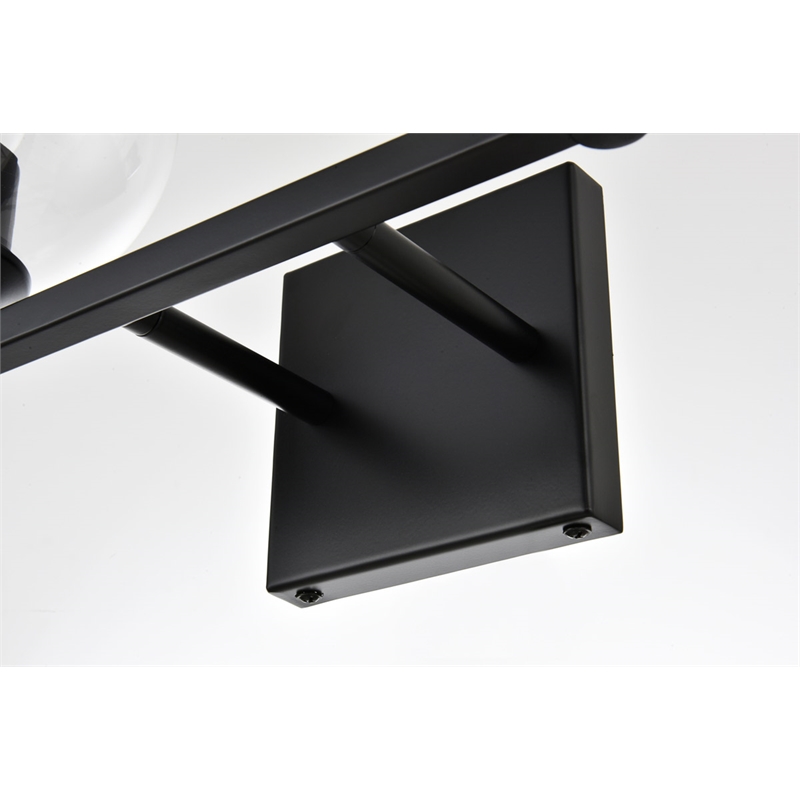 Living District Foster 2-Light Iron & Glass Bath Sconce in Black/Clear
