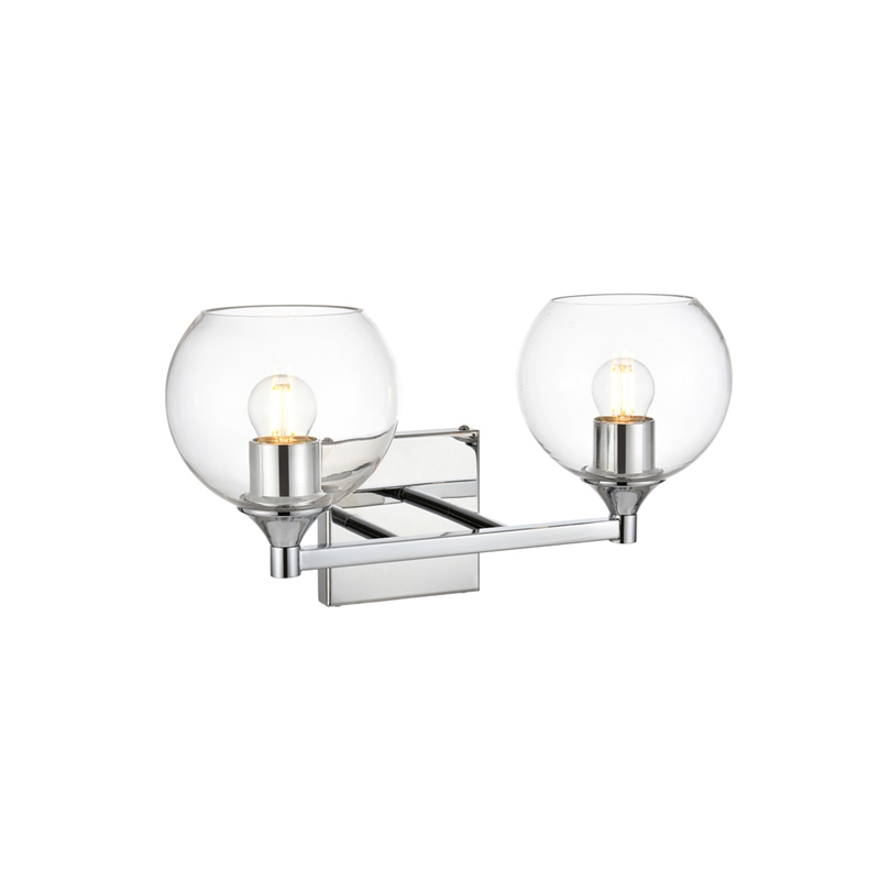 Living District Foster 2-Light Iron & Glass Bath Sconce in Chrome/Clear