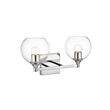 Living District Foster 2-Light Iron & Glass Bath Sconce in Chrome/Clear