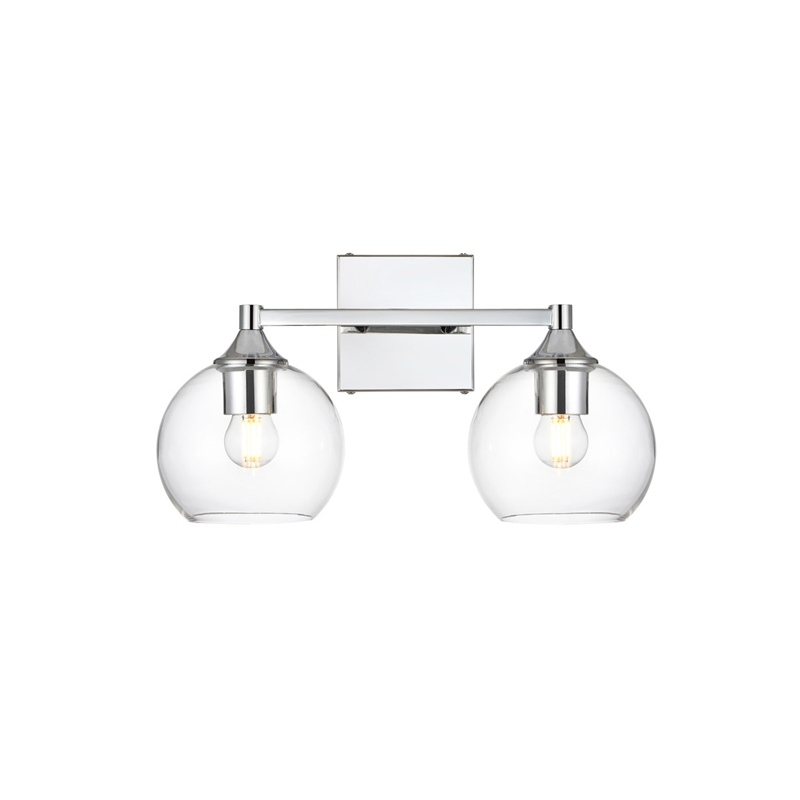 Living District Foster 2-Light Iron & Glass Bath Sconce in Chrome/Clear