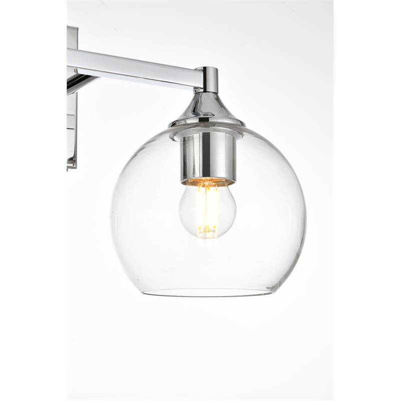 Living District Foster 2-Light Iron & Glass Bath Sconce in Chrome/Clear