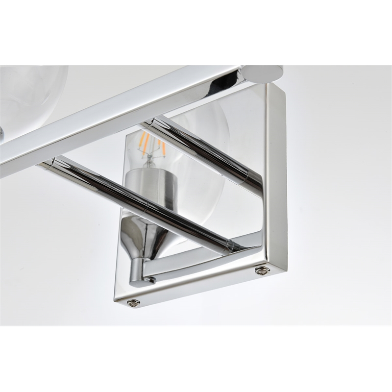 Living District Foster 2-Light Iron & Glass Bath Sconce in Chrome/Clear